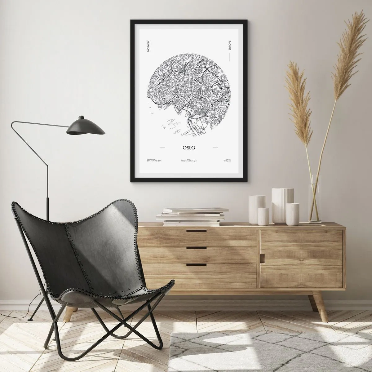 Poster în ramă neagră - Anatomia Oslo - 40x50 cm