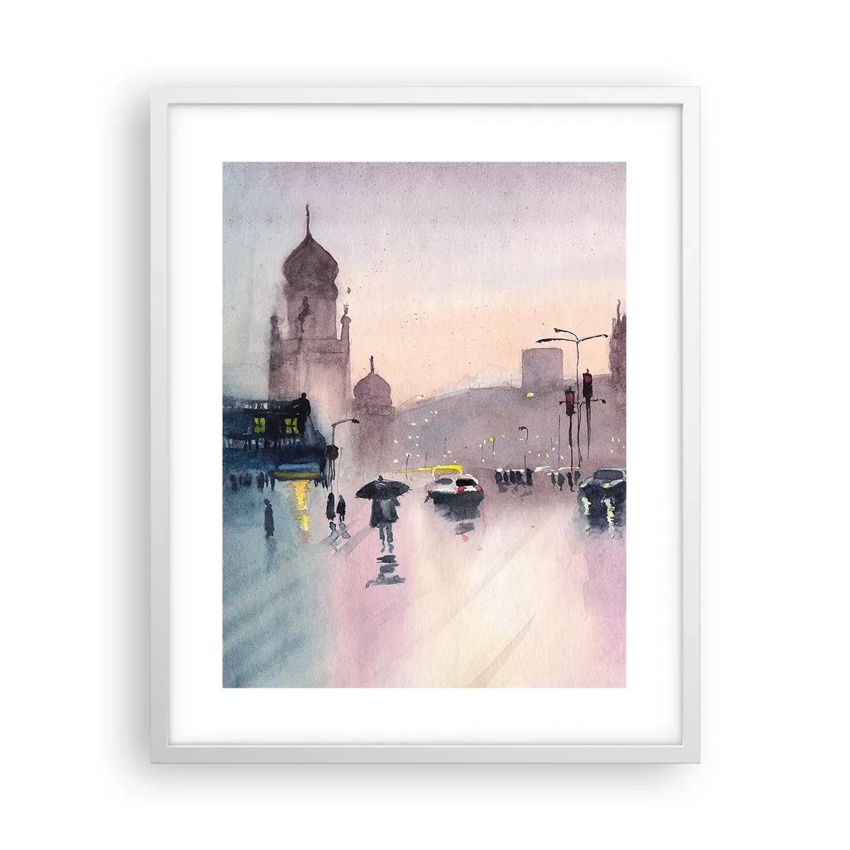Poster în ramă albă - Într-o ceață ploioasă - 40x50 cm