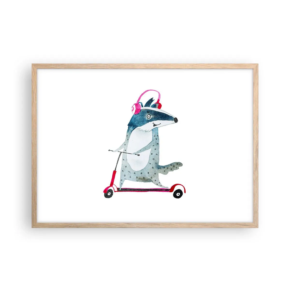 Poster în ramă de stejar deschis - Bucurie de bursuc - 70x50 cm