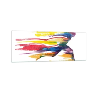 Tablou pe sticlă - Alergând peste curcubeu - 140x50 cm