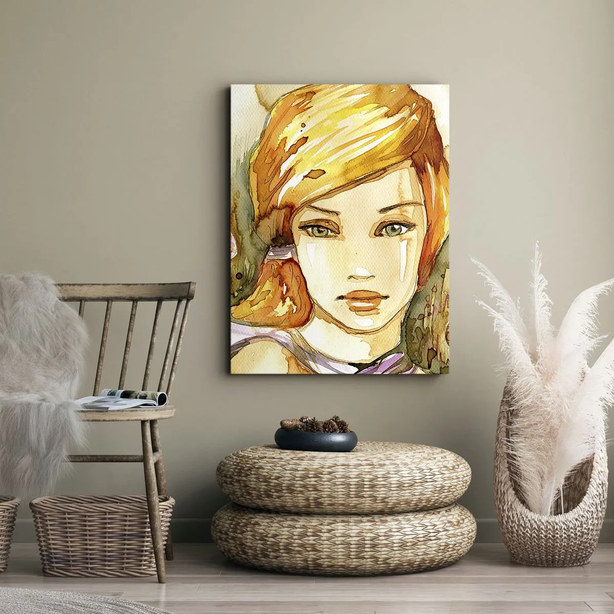 Tablou pe pânză - Privirea de smarald care reduce la tăcere furia - 65x120 cm