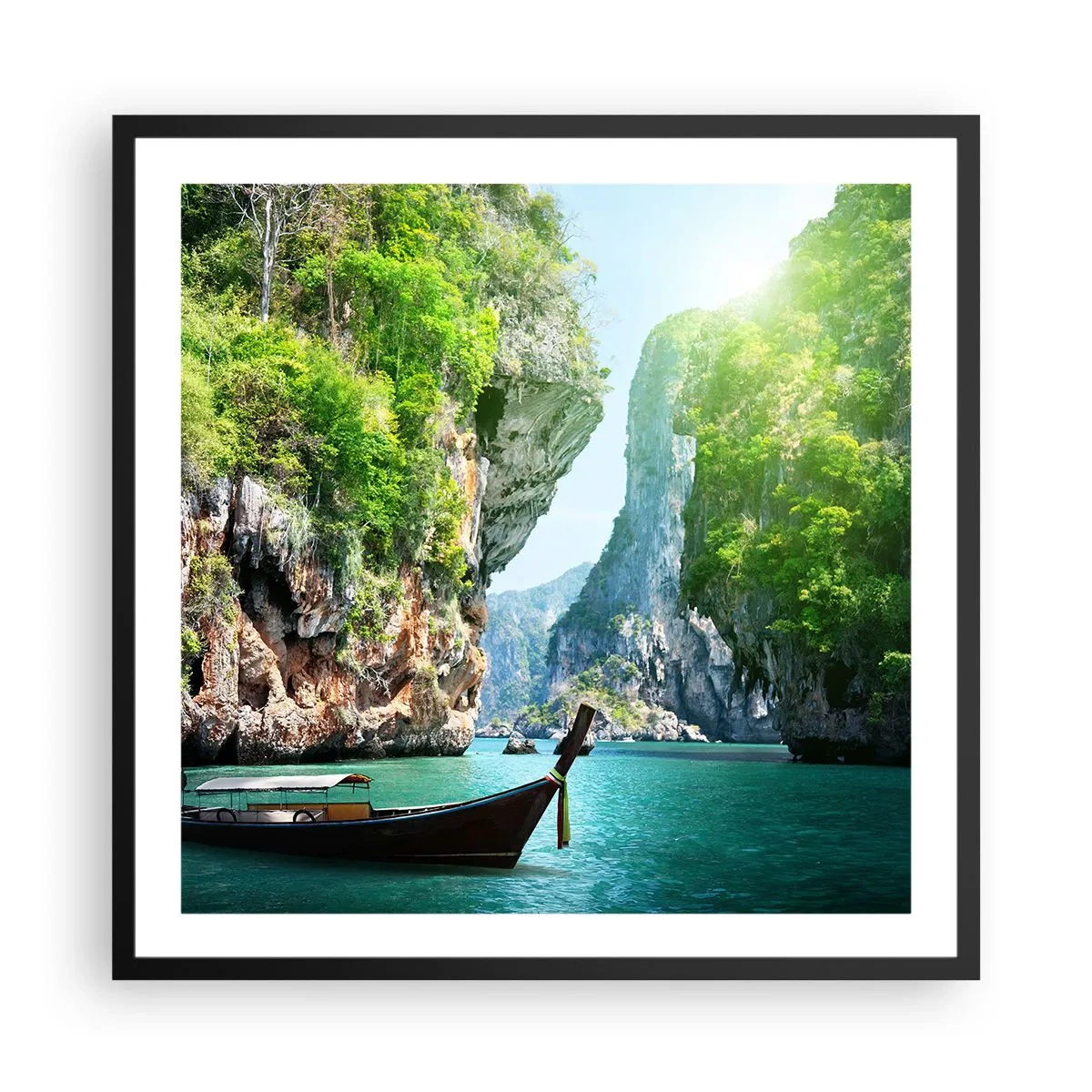 Poster în ramă neagră - Invitație la o călătorie exotică - 60x60 cm