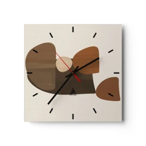 Ceas de perete - Ceas pe sticlă - Compoziție în bronz - 30x30 cm