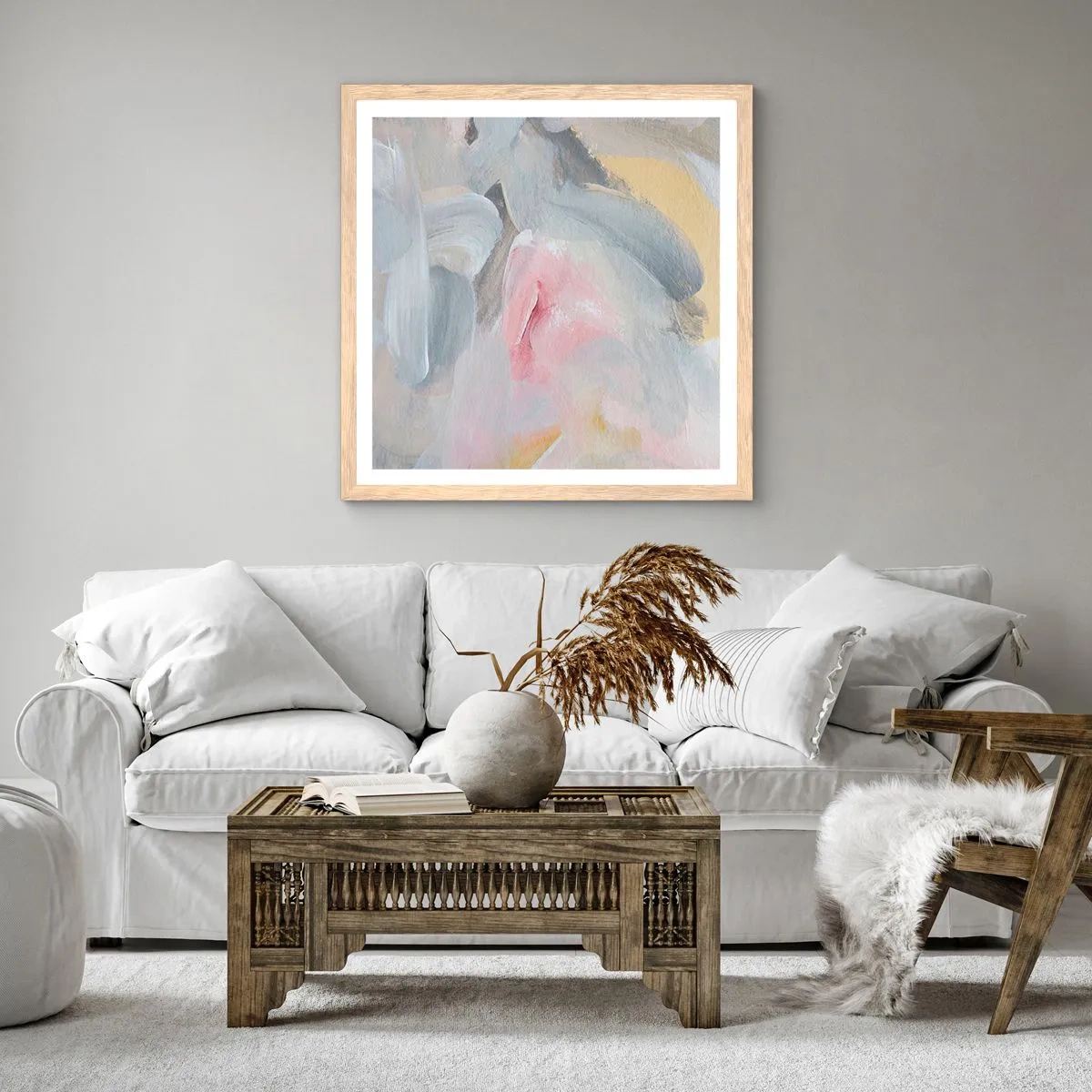 Poster în ramă de stejar deschis - Într-o lume de pastel - 30x30 cm