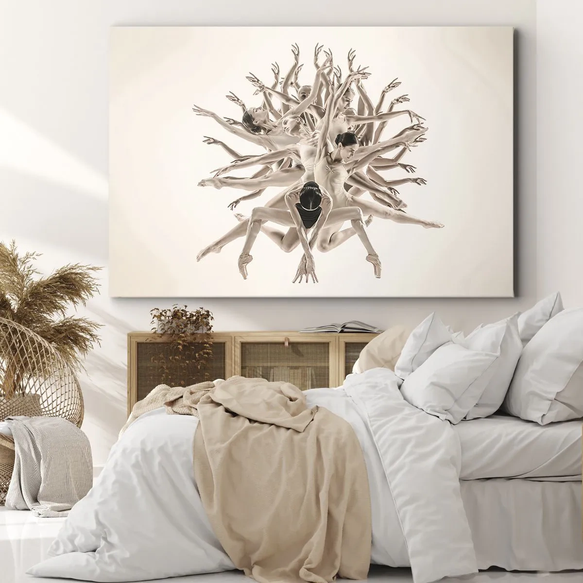Tablou pe pânză Canvas - Compoziție abstractă a dansatorilor în mișcare - 70x50cm - Înflorirea în dans - Decorațiune modernă pentru perete pentru living și dormitor ARTTOR