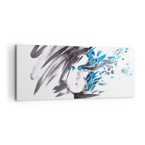 Tablou pe pânză - Portret senzual în gri și albastru - 100x40 cm