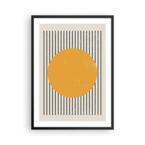 Poster în ramă neagră - Compoziție geometrică cu cerc și linii portocalii - 50x70cm - Puterea simplității - Decorațiune modernă pentru perete pentru living și dormitor ARTTOR