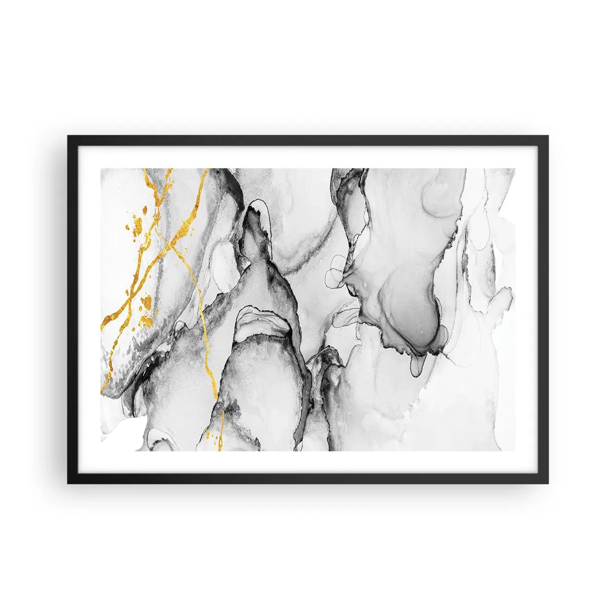 Poster în ramă neagră - Compoziție cu motiv auriu - 70x50 cm