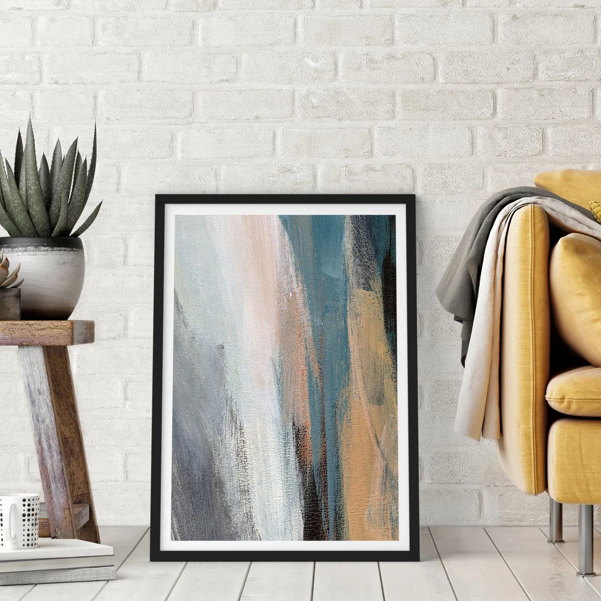 Poster în ramă neagră - Abstracție: peisaj nordic - 70x100 cm