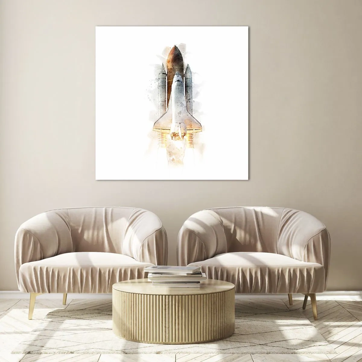 Tablou pe sticlă - Exploratorii la start - 30x30 cm