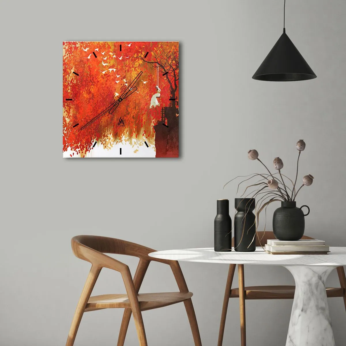 Ceas de perete - Ceas pe sticlă - Va zbura cu ei? - 40x40 cm