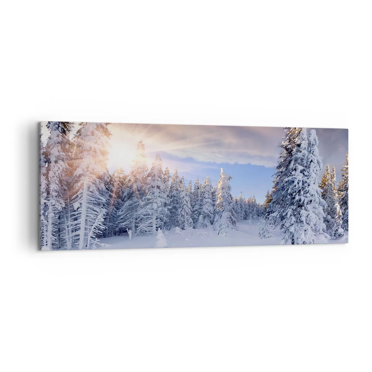 Tablou pe pânză - Spectacolul naturii înzăpezite - 140x50 cm