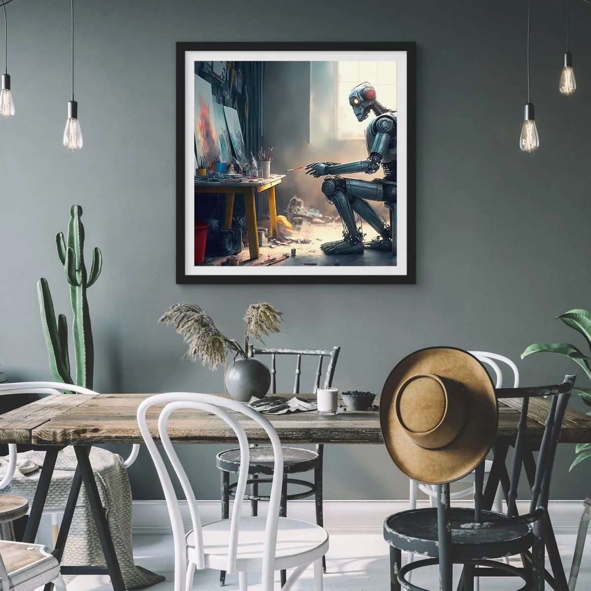 Poster în ramă neagră - Actul de creație - 60x60 cm