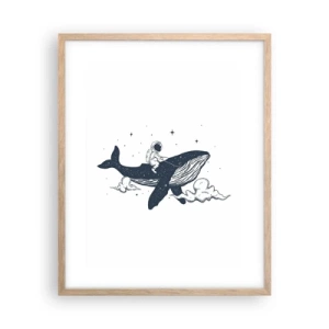 Poster în ramă de stejar deschis - Aventura spațială - 40x50 cm