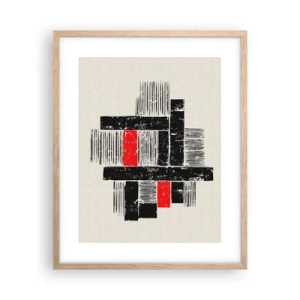 Poster în ramă de stejar deschis - Roșu și negru - 40x50 cm