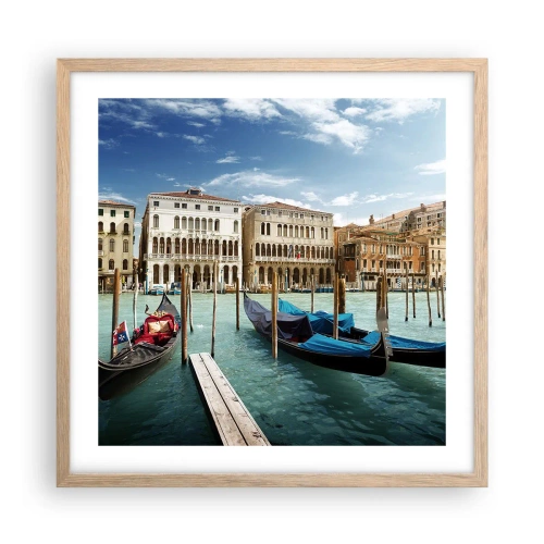 Poster în ramă de stejar deschis - Palate în albastru - 50x50 cm
