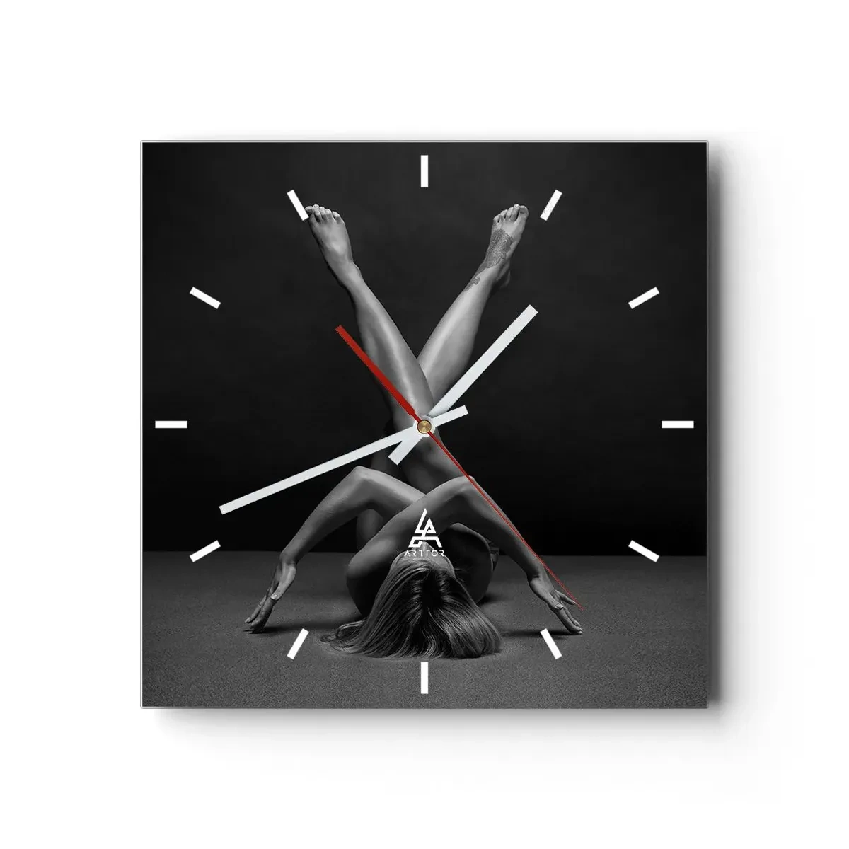 Ceas de perete - Ceas pe sticlă - Geometria nudității - 40x40 cm