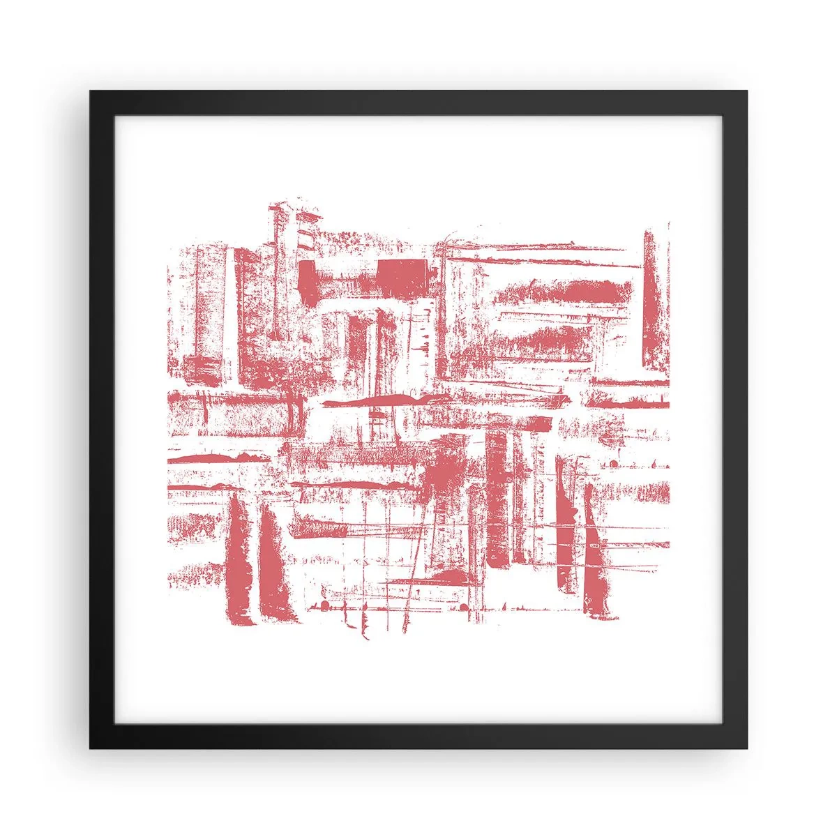 Poster în ramă neagră - Orașul roșu - 40x40 cm