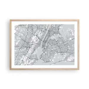 Poster în ramă de stejar deschis - Anatomia unei metropole - 70x50 cm