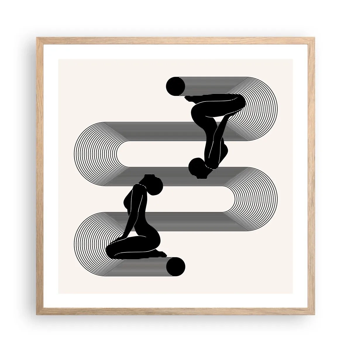 Poster în ramă de stejar deschis - Simetrie senzuală - 60x60 cm