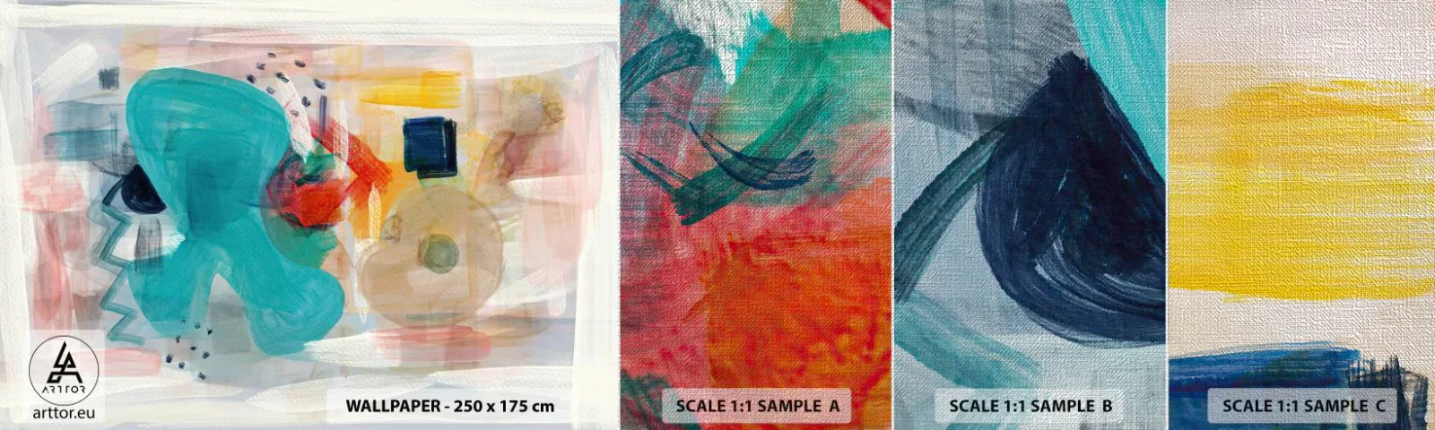 Mostră tapet Premium Canvas - Joc plin de culoare - Abstracția, Vopsele, Bucată - 100x30 cm