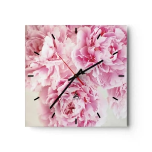 Ceas de perete - Ceas pe sticlă - În luxul roz - 40x40 cm