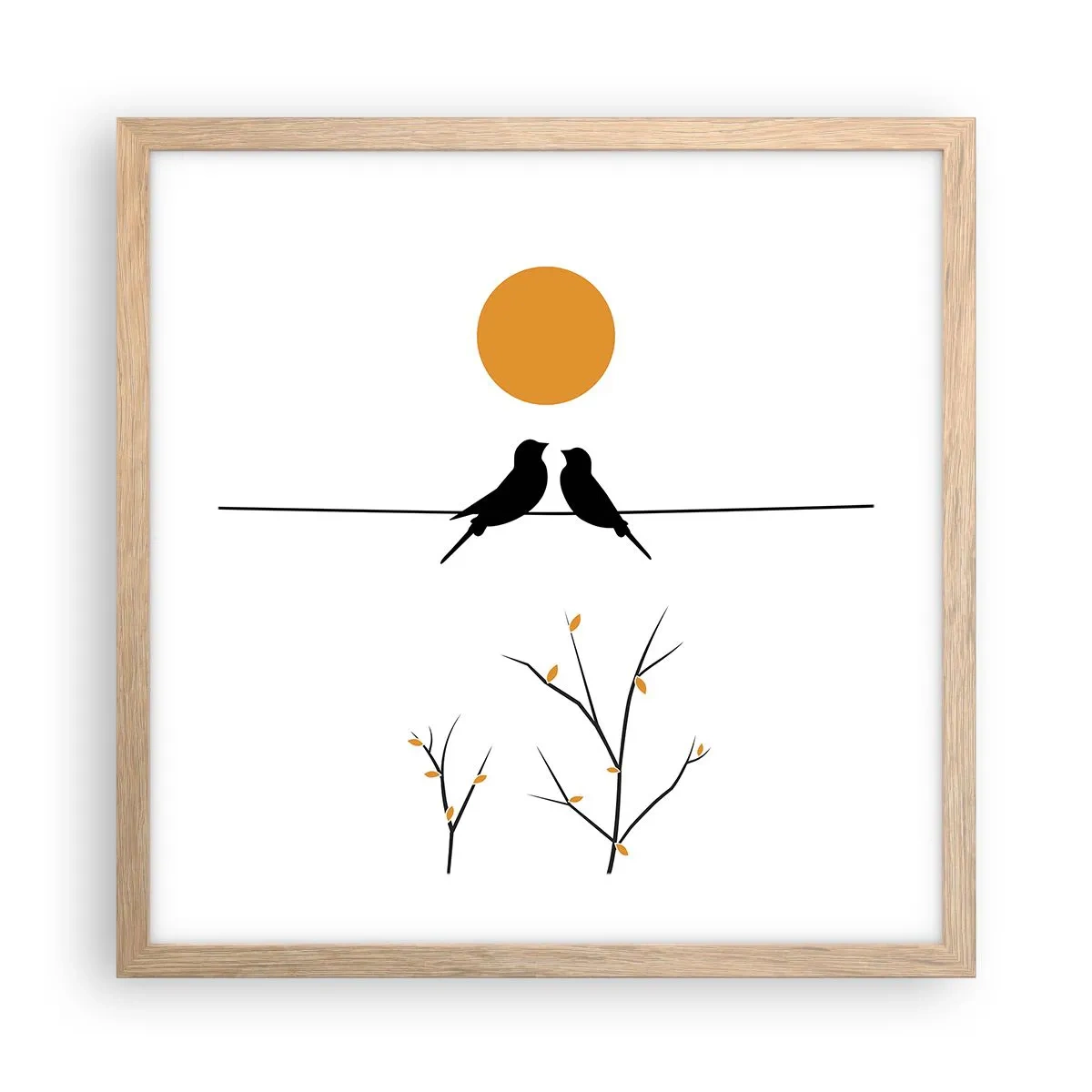 Poster în ramă de stejar deschis - Seară cu privighetori - 40x40 cm