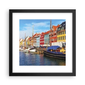 Poster în ramă neagră - Portul vesel - 30x30 cm