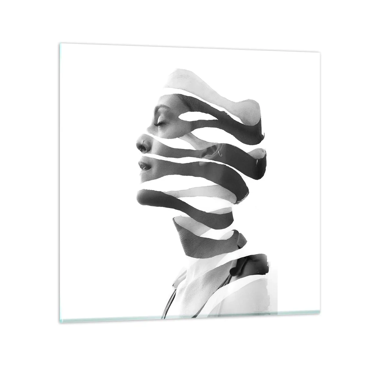 Tablou pe sticlă - Un portret suprarealist - 70x70 cm