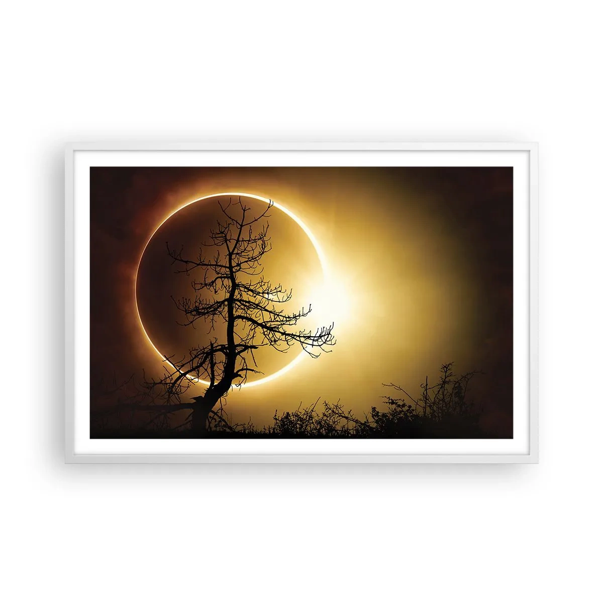 Poster în ramă albă - Eclipsă totală - 91x61 cm