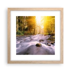 Poster în ramă de stejar deschis - Malachit în rame de argint și aur - 30x30 cm