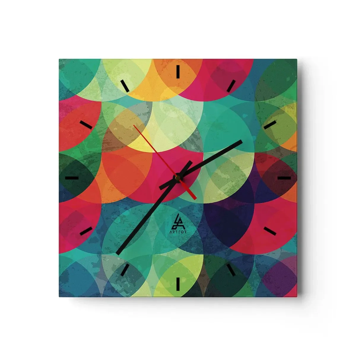 Ceas de perete - Ceas pe sticlă - Să intrăm în curcubeu - 30x30 cm