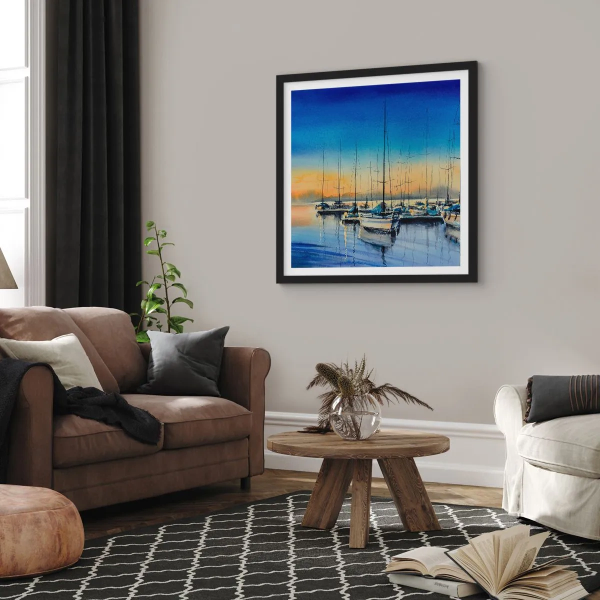 Poster în ramă neagră - Sfârșitul unei zile bune - 30x30 cm
