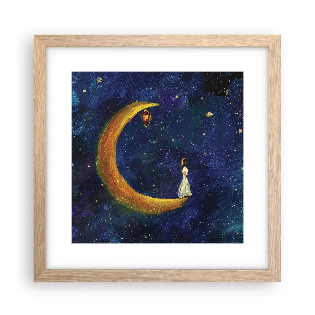 Poster în ramă de stejar deschis - Chemarea lumii - 30x30 cm