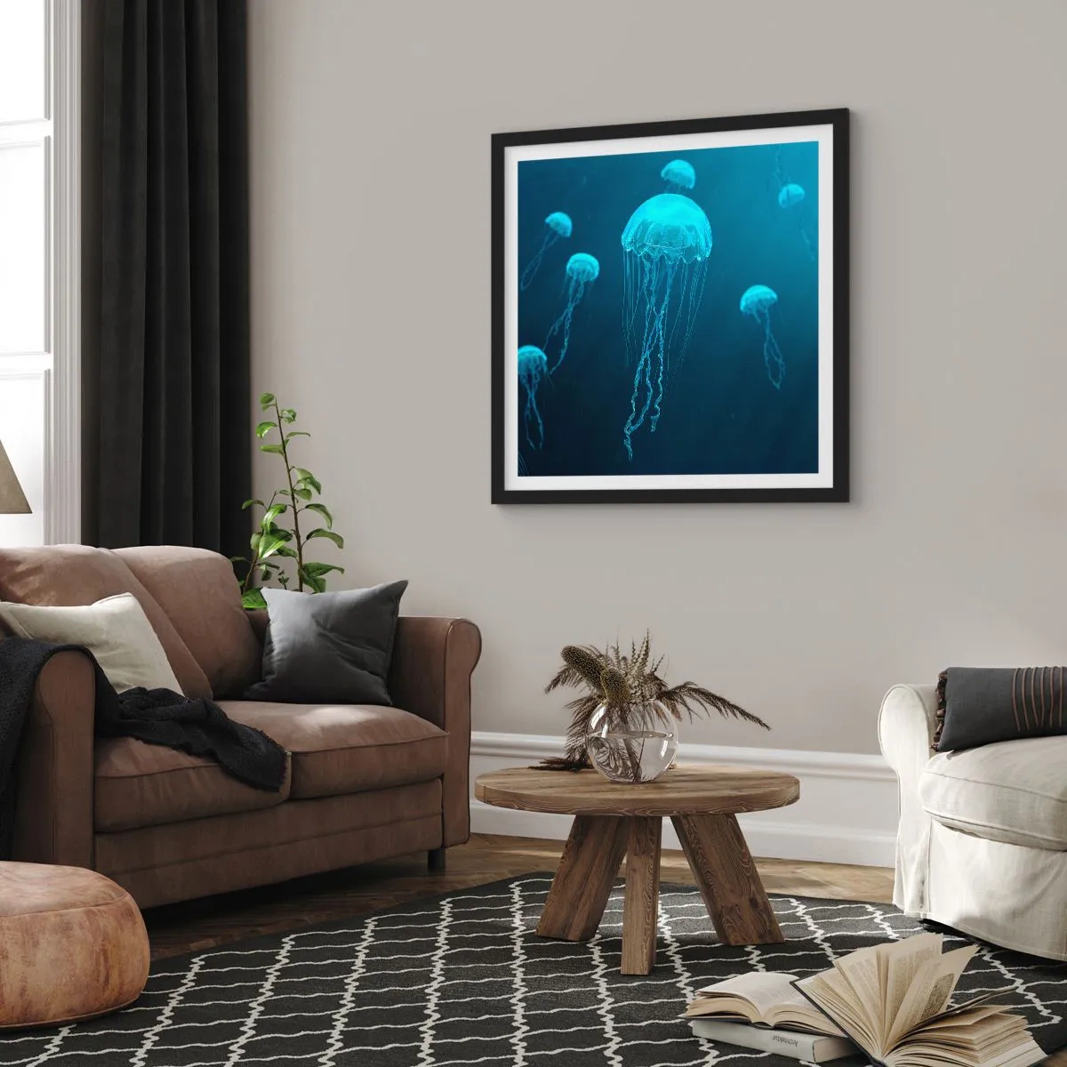 Poster în ramă neagră - Dansul oceanic - 30x30 cm