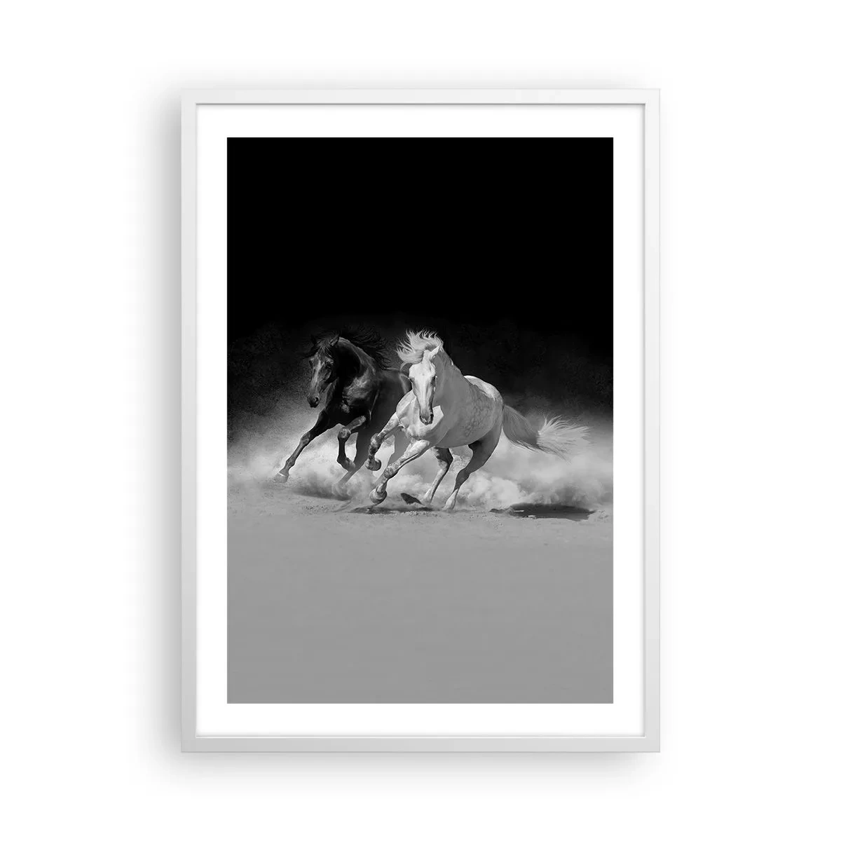 Poster în ramă albă - Galopul libertății - 50x70 cm