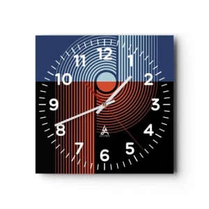 Ceas de perete - Ceas pe sticlă - Într-o îmbrăţişare geometrică - 40x40 cm