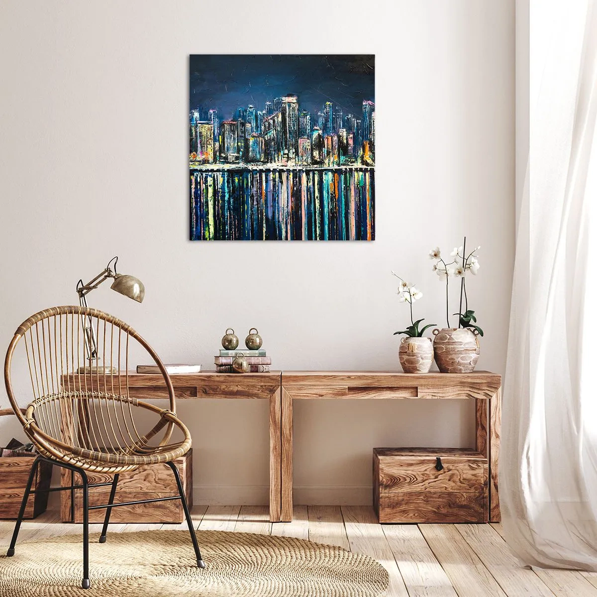 Tablou pe pânză - Cascadă de lumini - 60x60 cm