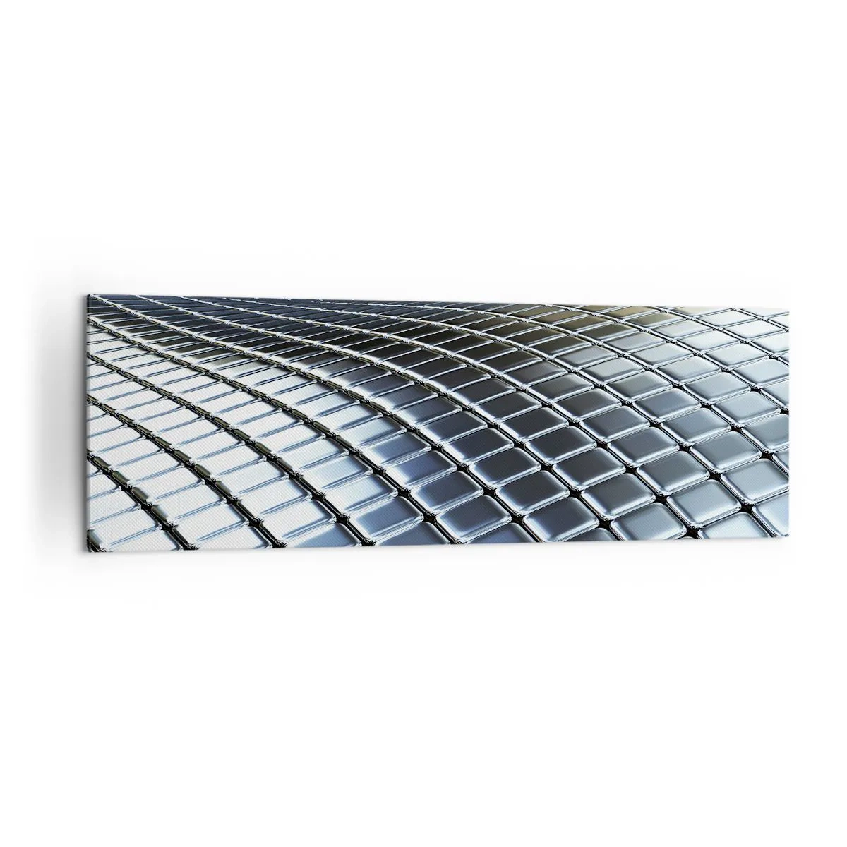 Tablou pe pânză - Val metalic argintiu - 160x50 cm