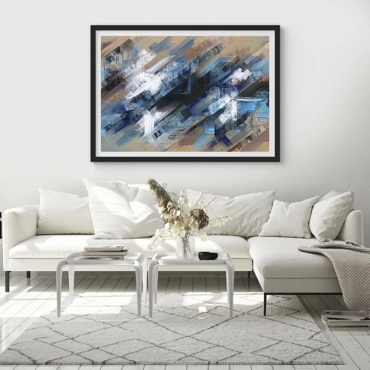 Poster în ramă neagră - Pe o pantă albastră - 40x30 cm