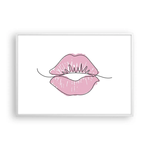 Poster în ramă albă - Vrei un sărut? - 100x70 cm