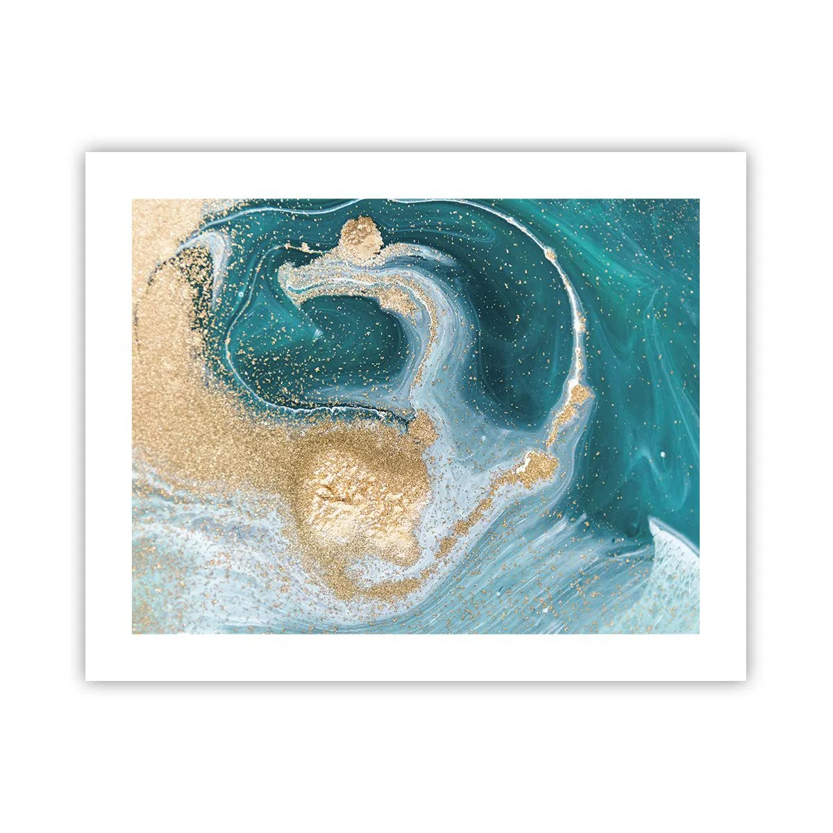 Poster - Vârtej de aur și turcoaz - 50x40 cm