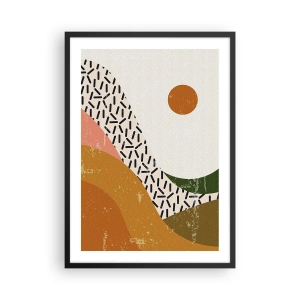 Poster în ramă neagră - Peisaj abstract în culori calde - 50x70cm - Abstracție solară - Decorațiune modernă pentru perete pentru living și dormitor ARTTOR