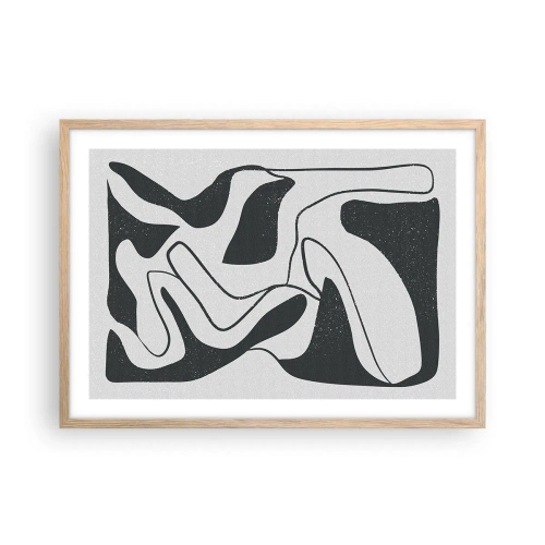 Poster în ramă de stejar deschis - Distracție abstractă în labirint - 70x50 cm