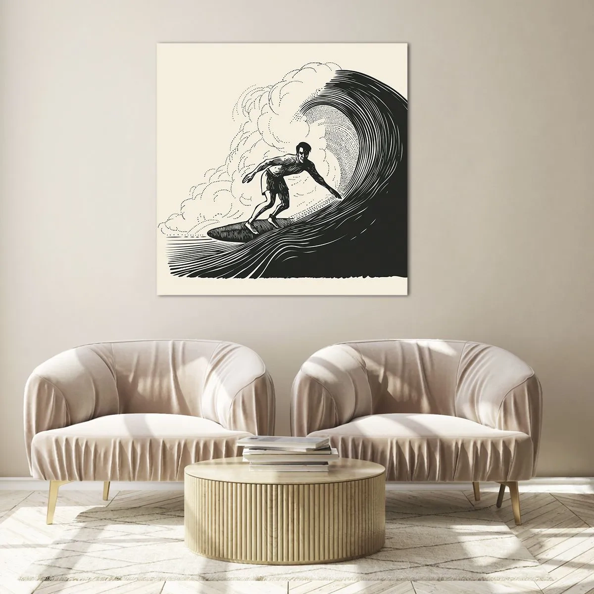 Tablou pe sticlă - Regele valului - 40x40 cm