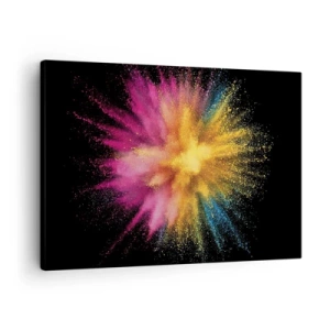 Tablou pe pânză Canvas - Explozie de pulbere colorată pe fundal negru - 70x50cm - Nașterea culorii  - Decorațiune modernă pentru perete pentru living și dormitor ARTTOR