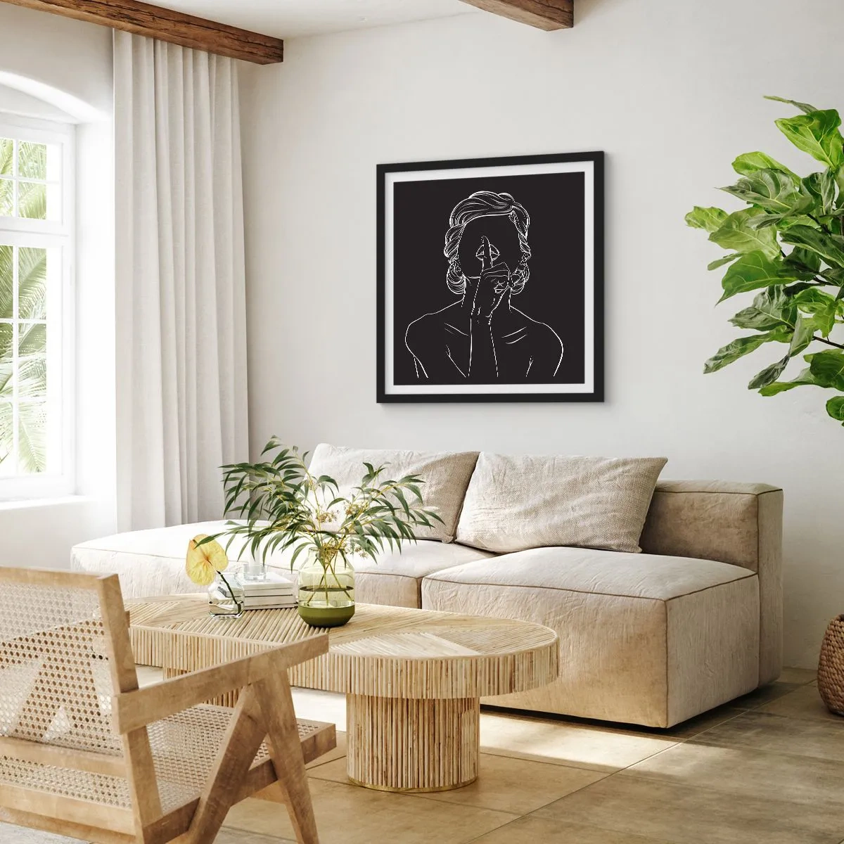 Poster în ramă neagră - Frumusețea înflorește în tăcere - 40x40 cm