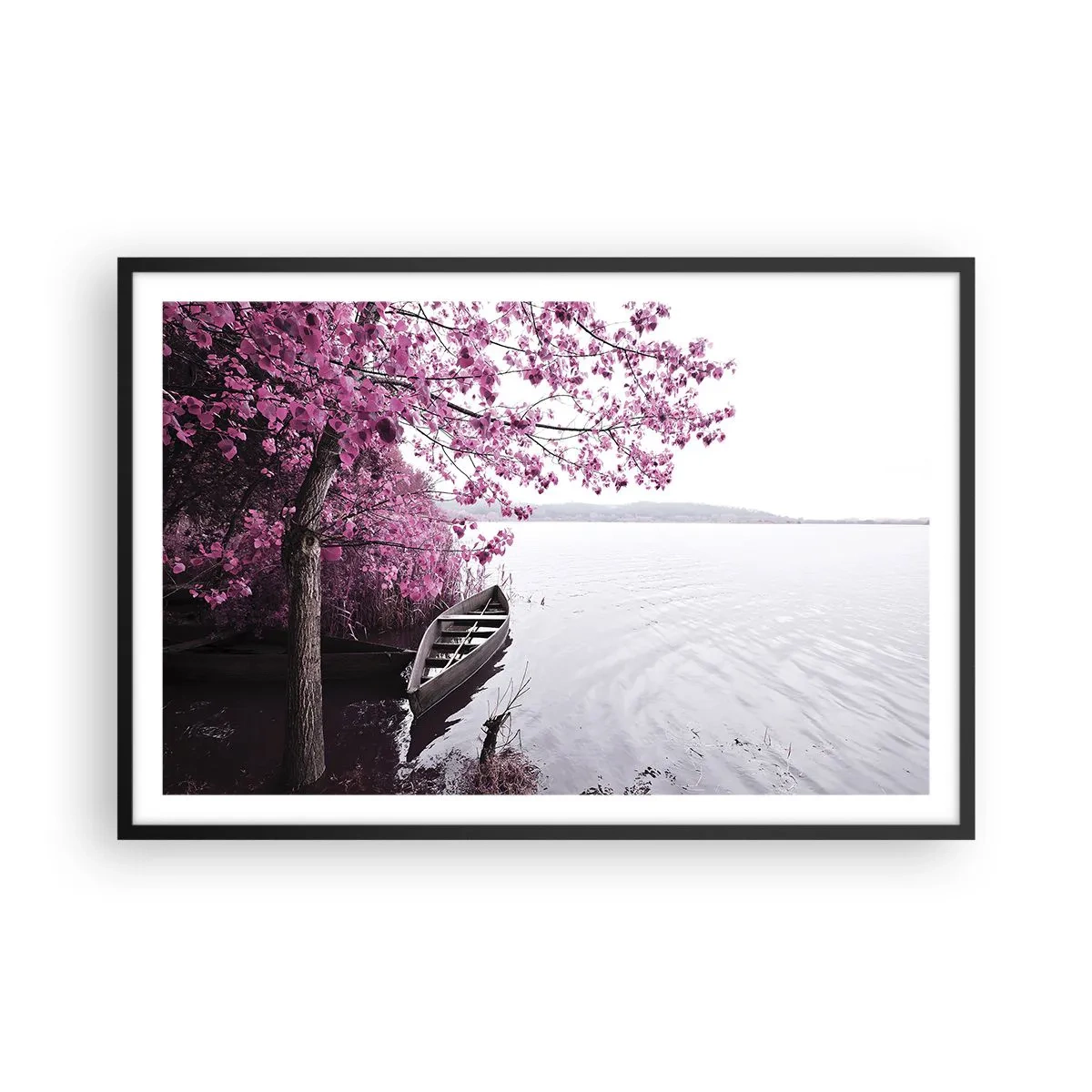 Poster în ramă neagră - În tăcerea roz - 91x61 cm