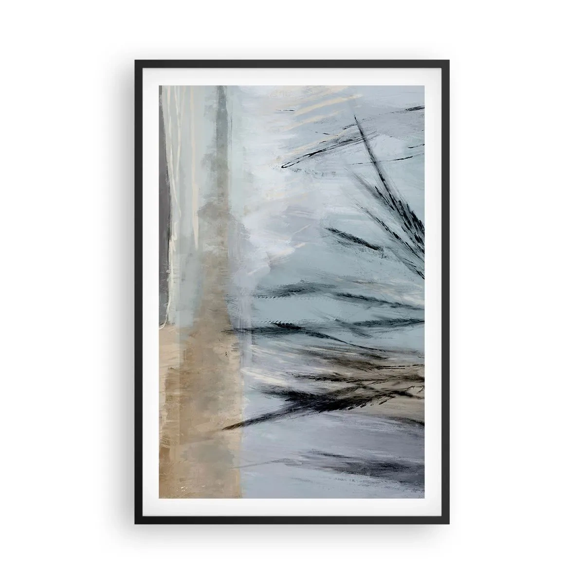 Poster în ramă neagră - Câmpuri de iarnă - 61x91 cm