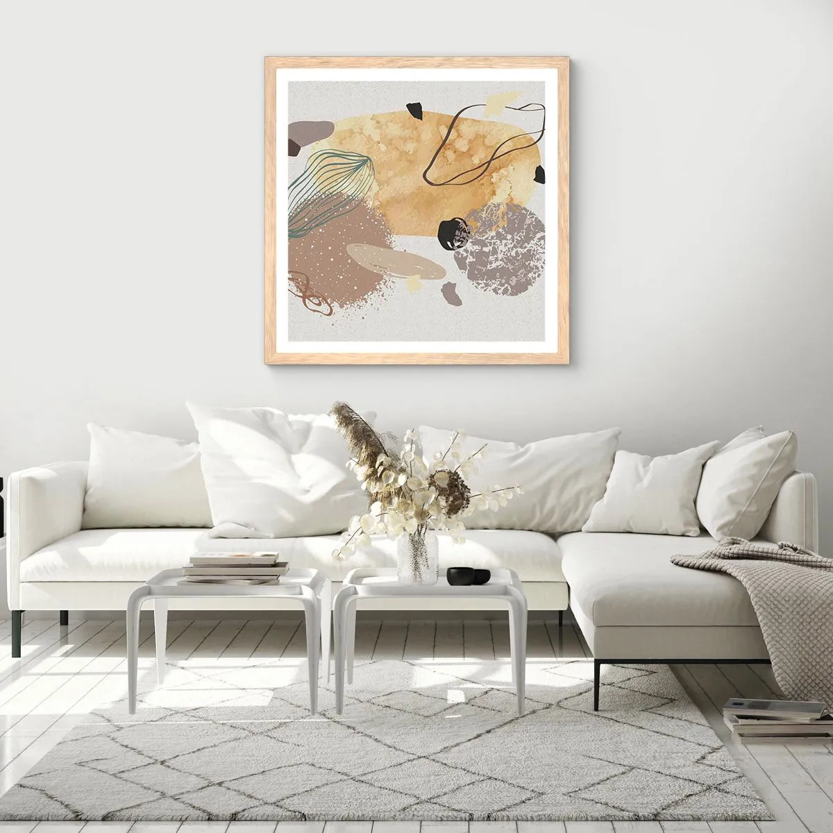 Poster în ramă de stejar deschis - Fluiditatea aplicată - 40x40 cm